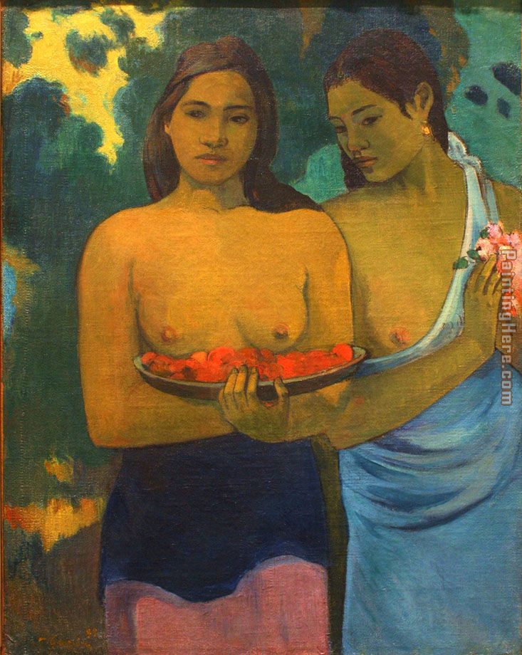 Two Tahitian Women painting - Paul Gauguin Two Tahitian Women art painting